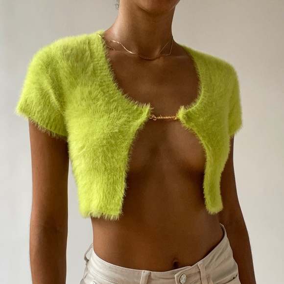 Jacquemus Tops - Jacquemus La Maille Neve Knit Cropped Top - Yellow Sz 36